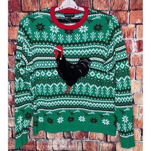 Blizzard Bay Black Chicken Gamecock Ugly Christmas Sweater Men's Large Green